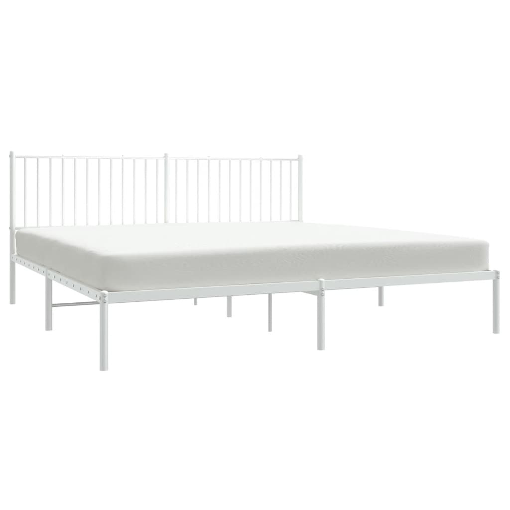 Sengeramme i metall med sengegavl hvit 200x200 cm