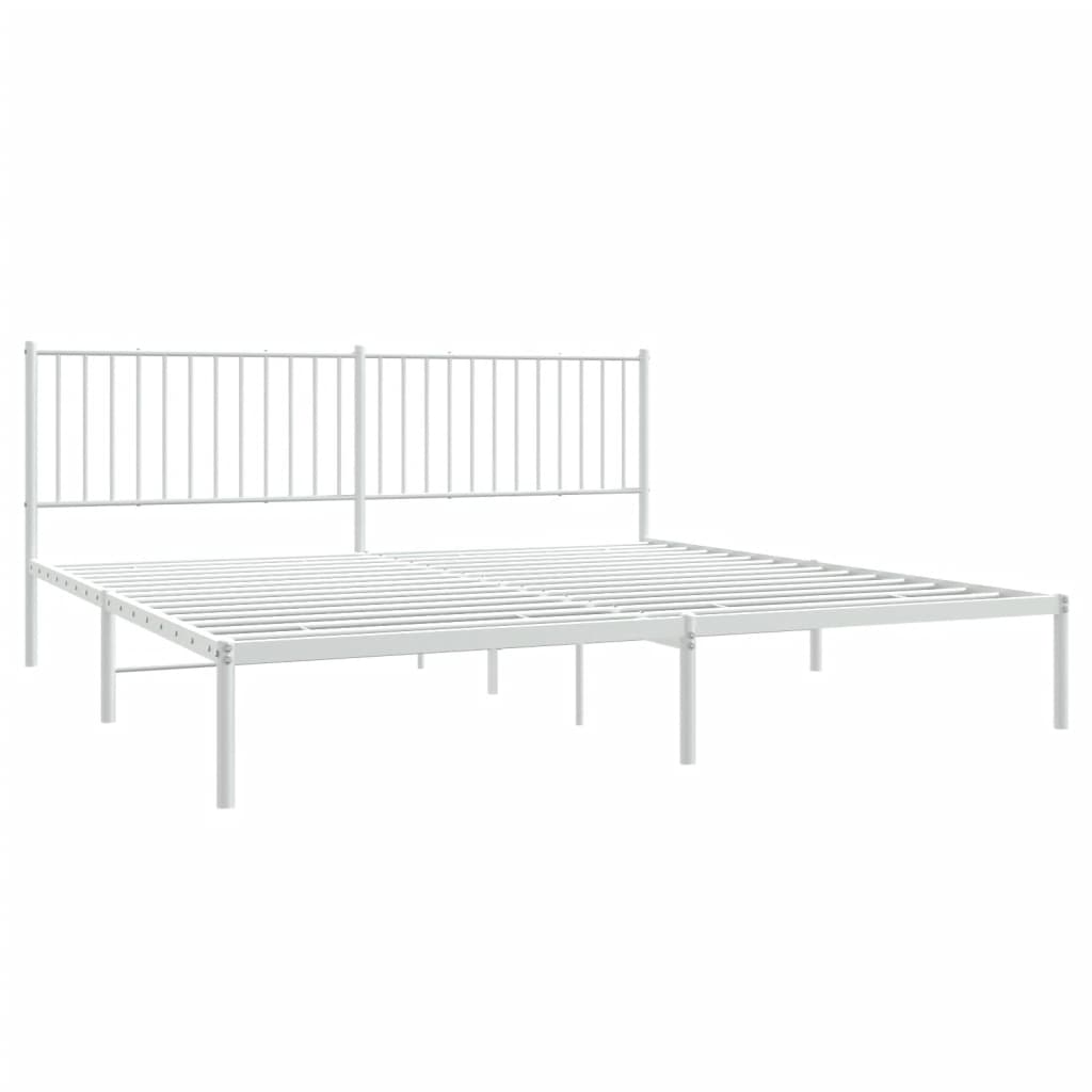 Sengeramme i metall med sengegavl hvit 200x200 cm