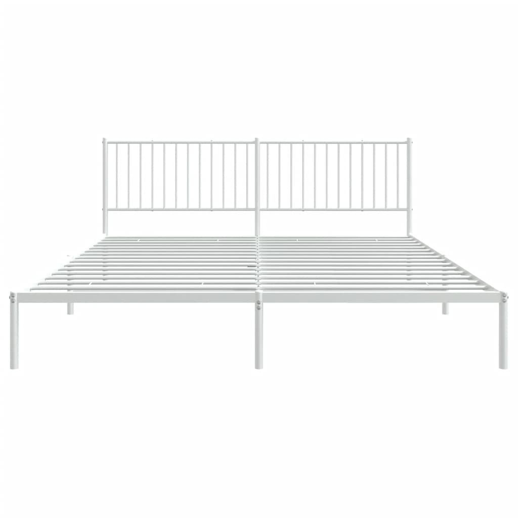Sengeramme i metall med sengegavl hvit 200x200 cm
