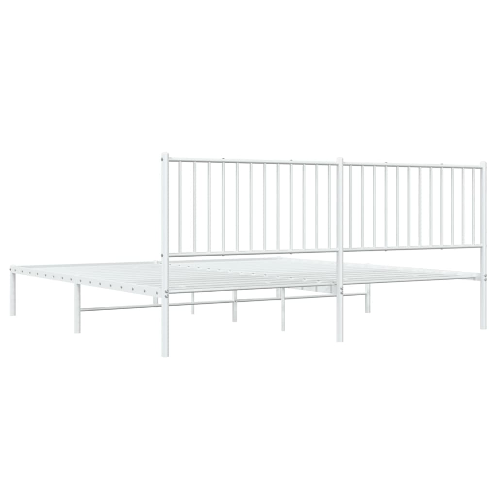 Sengeramme i metall med sengegavl hvit 200x200 cm