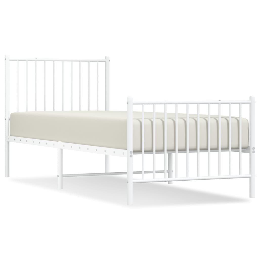 Sengeramme i metall med hode- og fotgavl hvit 75x190 cm