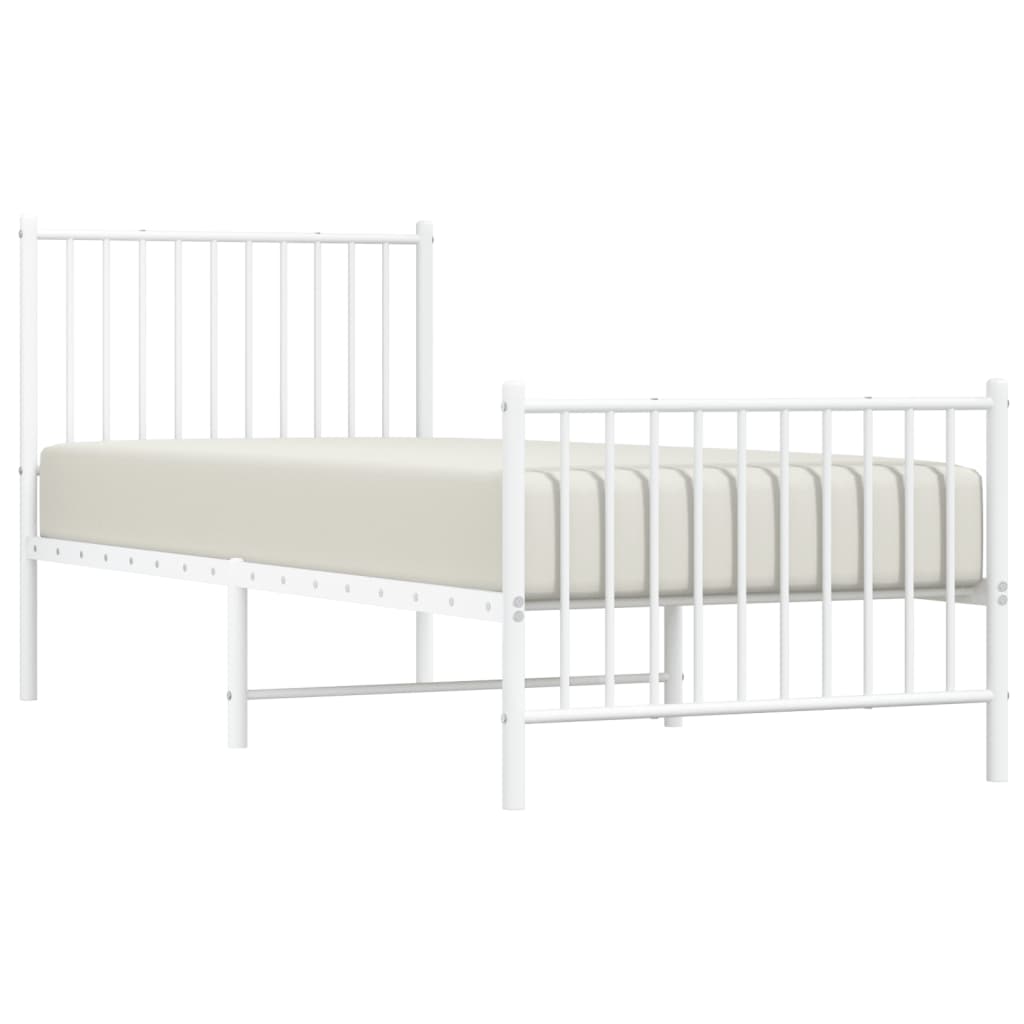 Sengeramme i metall med hode- og fotgavl hvit 75x190 cm