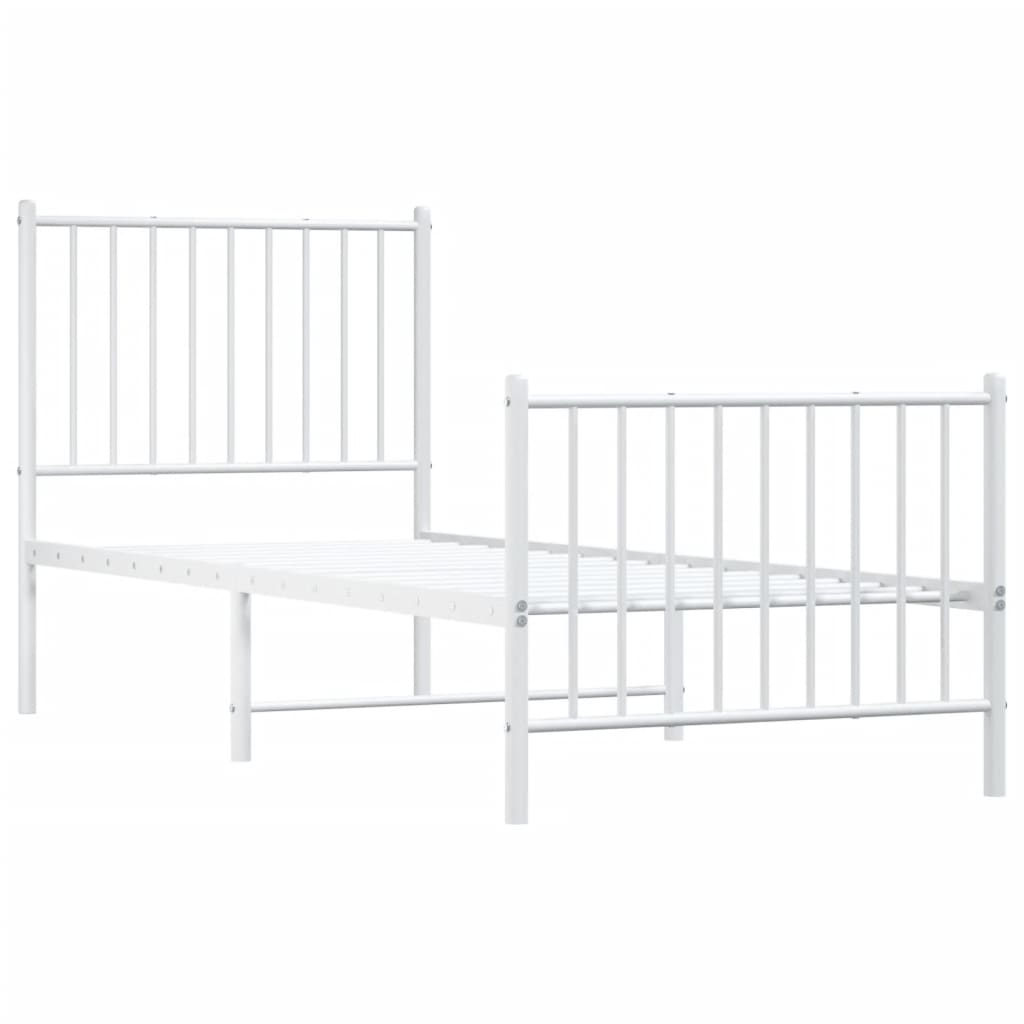 Sengeramme i metall med hode- og fotgavl hvit 75x190 cm
