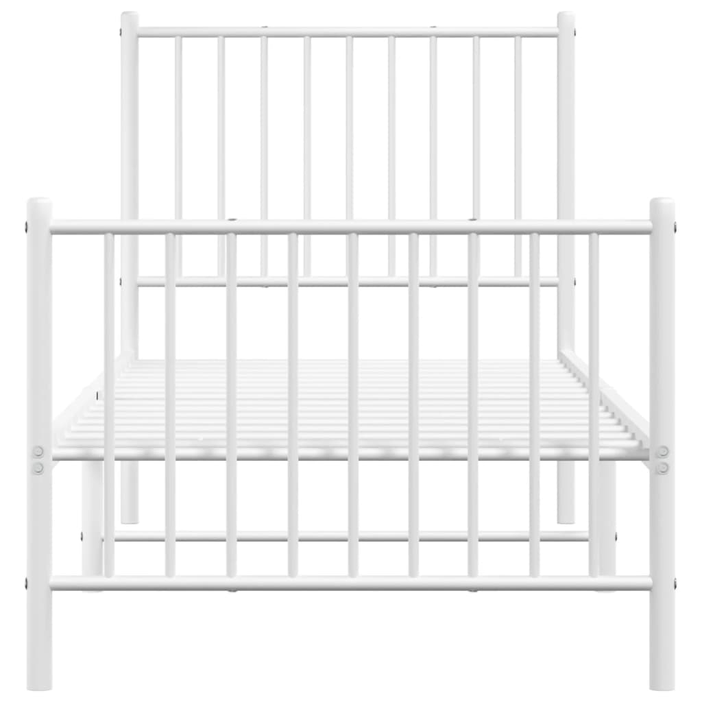 Sengeramme i metall med hode- og fotgavl hvit 75x190 cm