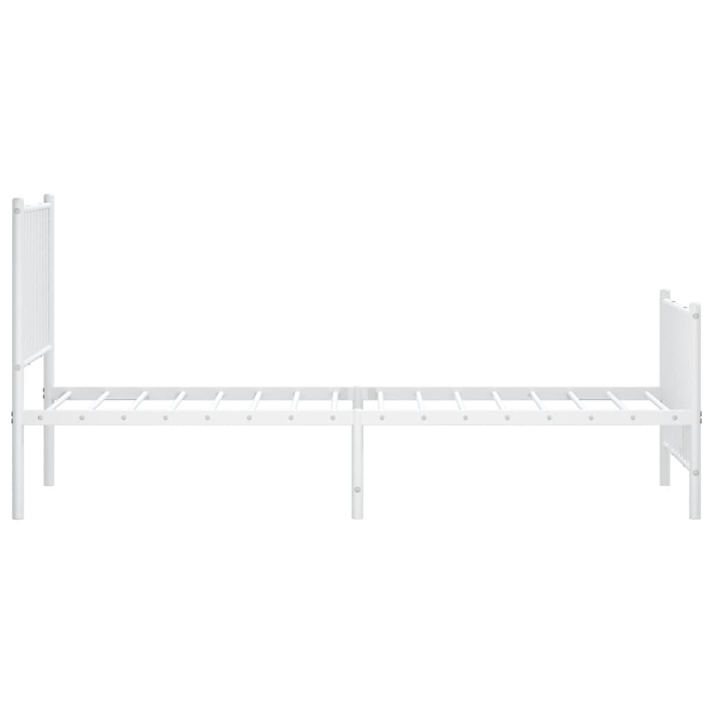 Sengeramme i metall med hode- og fotgavl hvit 75x190 cm
