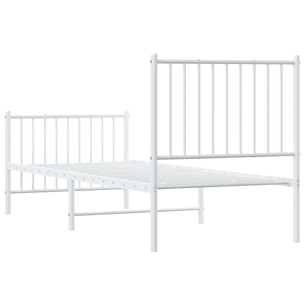 Sengeramme i metall med hode- og fotgavl hvit 75x190 cm