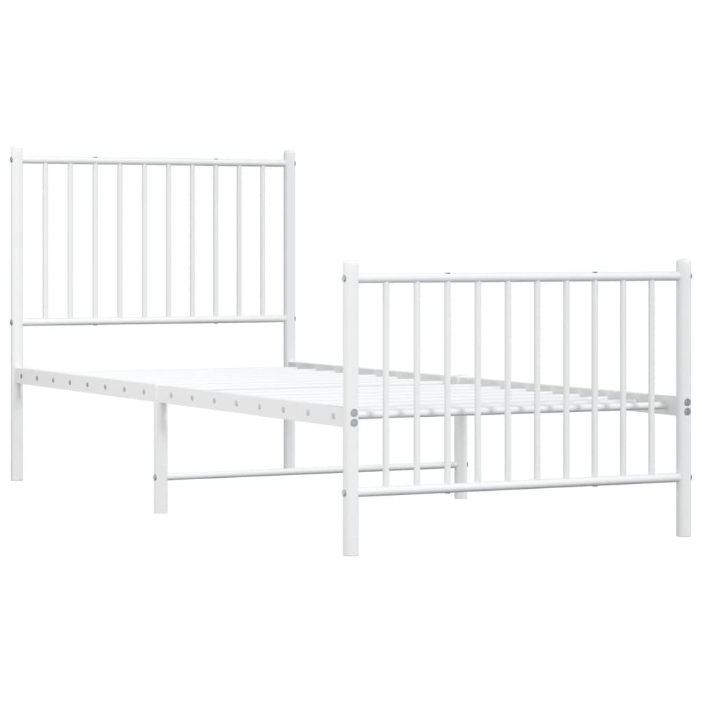 Sengeramme i metall med hode- og fotgavl hvit 80x200 cm