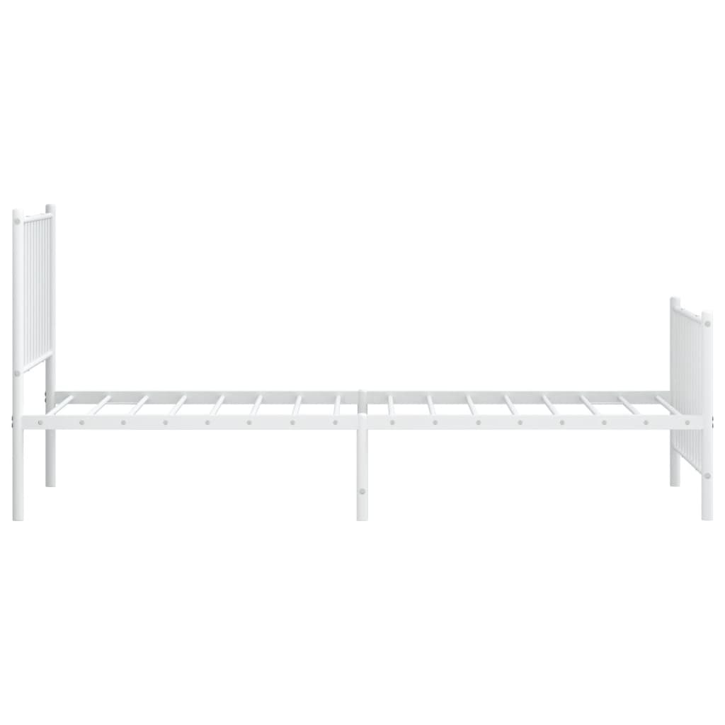 Sengeramme i metall med hode- og fotgavl hvit 80x200 cm