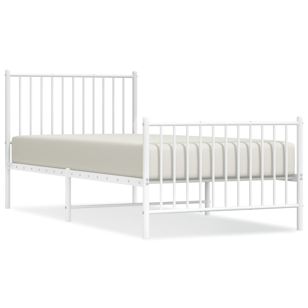Sengeramme i metall med hode- og fotgavl hvit 90x200 cm