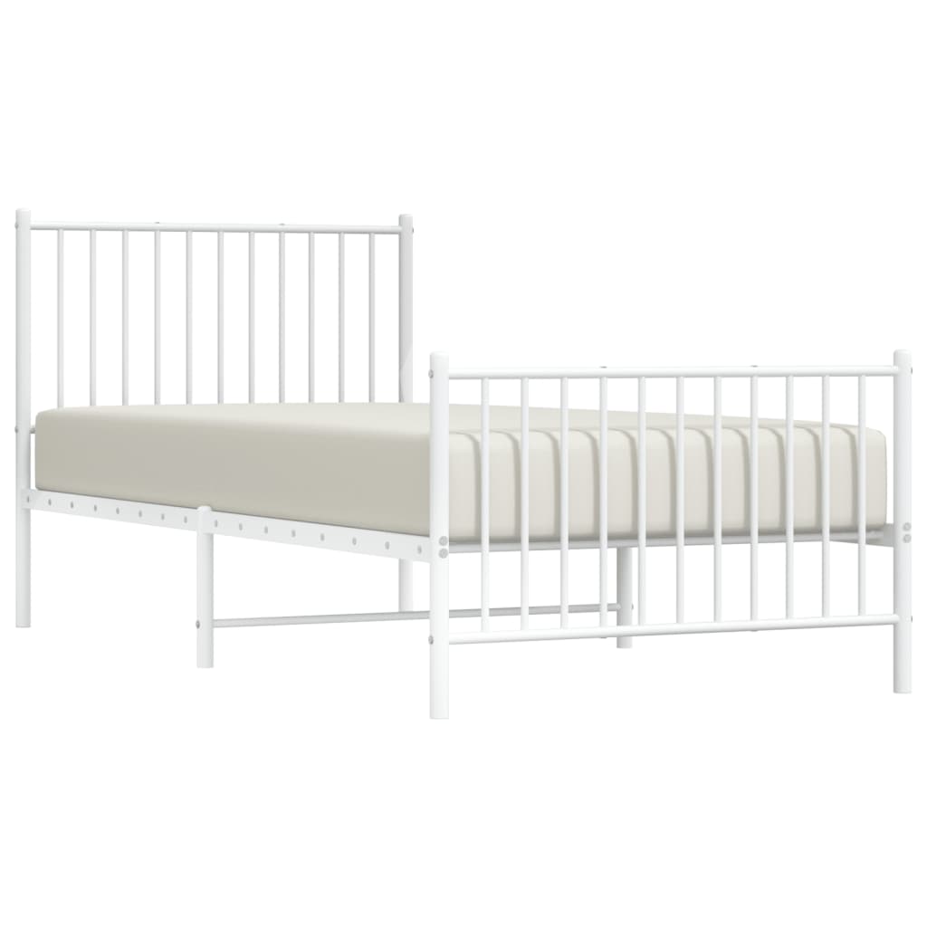 Sengeramme i metall med hode- og fotgavl hvit 90x200 cm
