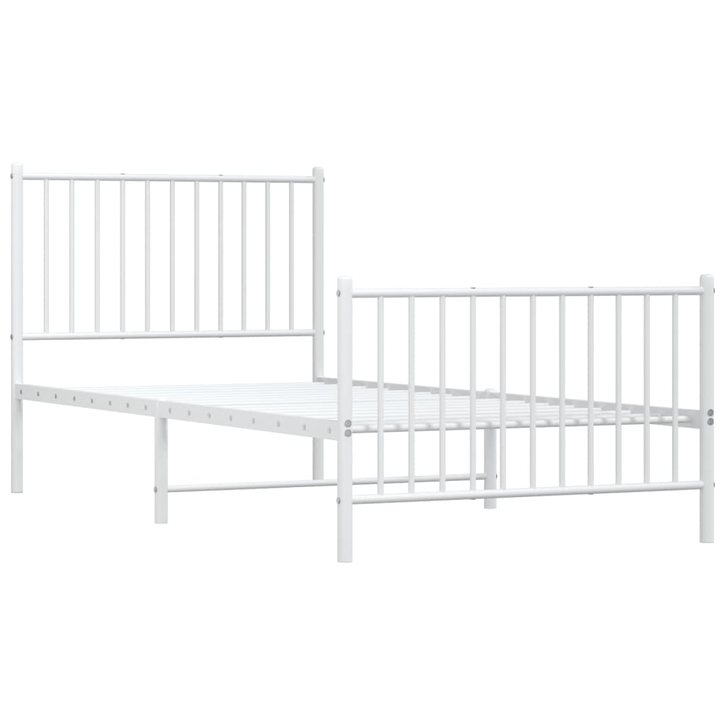 Sengeramme i metall med hode- og fotgavl hvit 90x200 cm