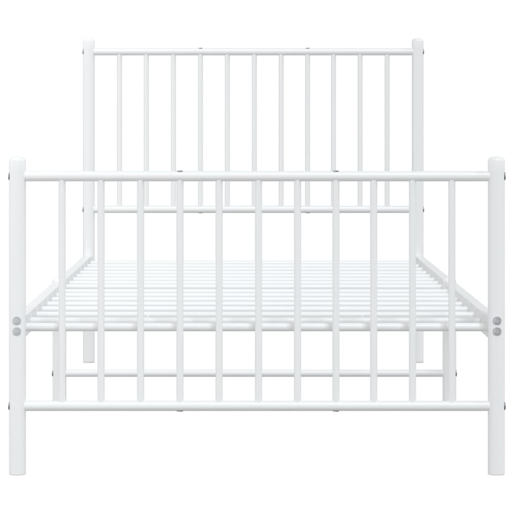 Sengeramme i metall med hode- og fotgavl hvit 90x200 cm
