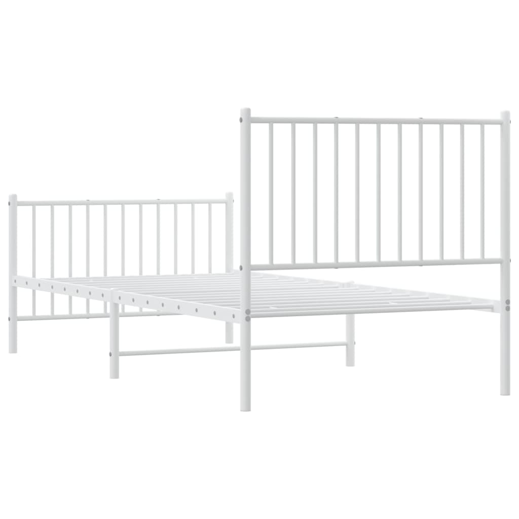 Sengeramme i metall med hode- og fotgavl hvit 90x200 cm