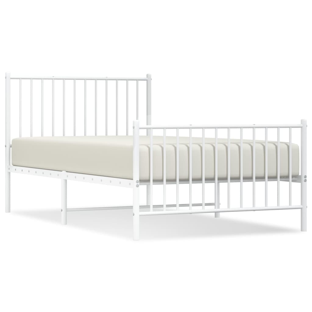 Sengeramme i metall med hode- og fotgavl hvit 100x190 cm