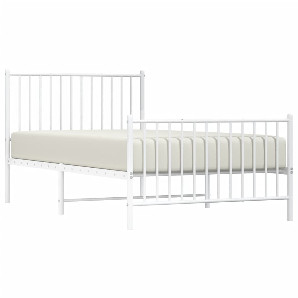 Sengeramme i metall med hode- og fotgavl hvit 100x190 cm