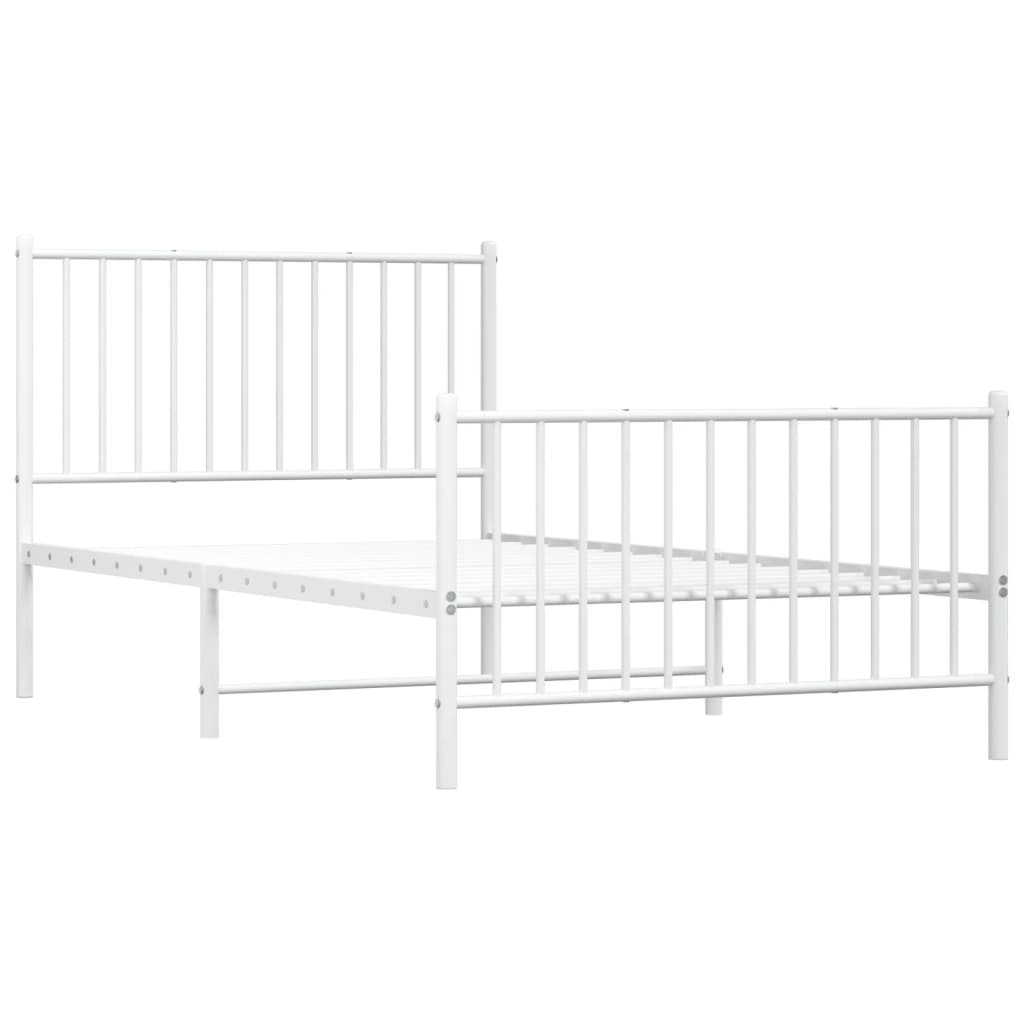 Sengeramme i metall med hode- og fotgavl hvit 100x190 cm