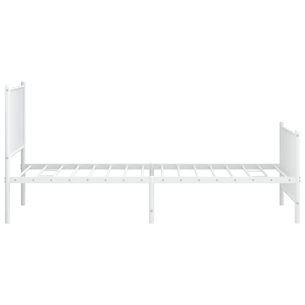 Sengeramme i metall med hode- og fotgavl hvit 100x190 cm