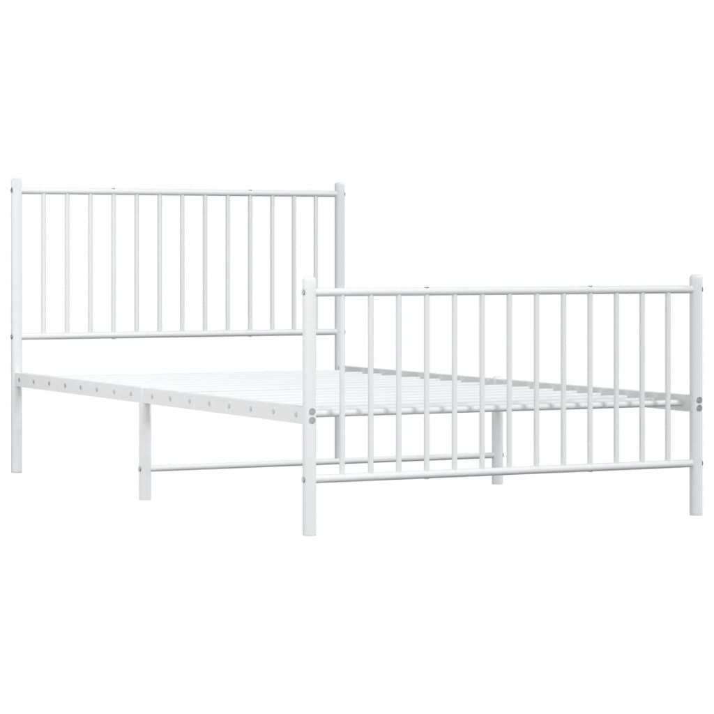 Sengeramme i metall med hode- og fotgavl hvit 107x203 cm