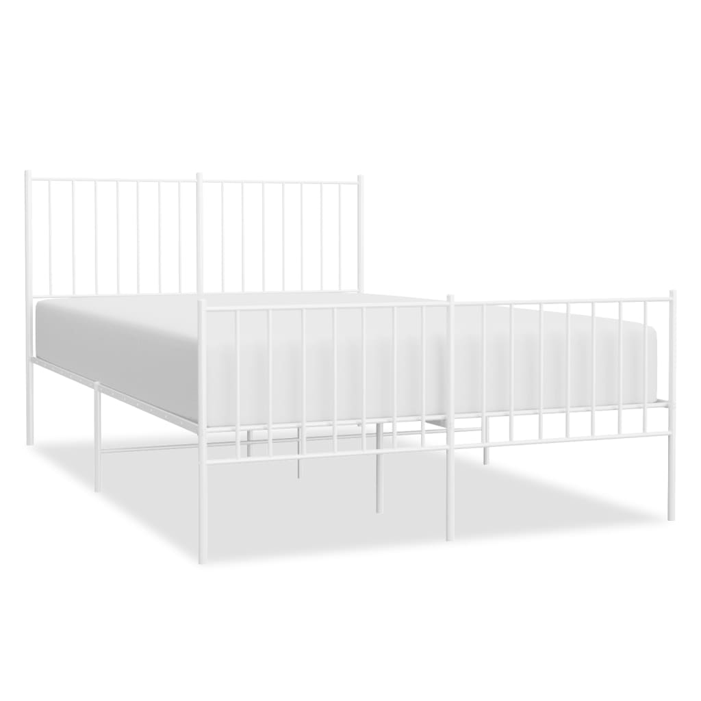 Sengeramme i metall med hode- og fotgavl hvit 120x190 cm