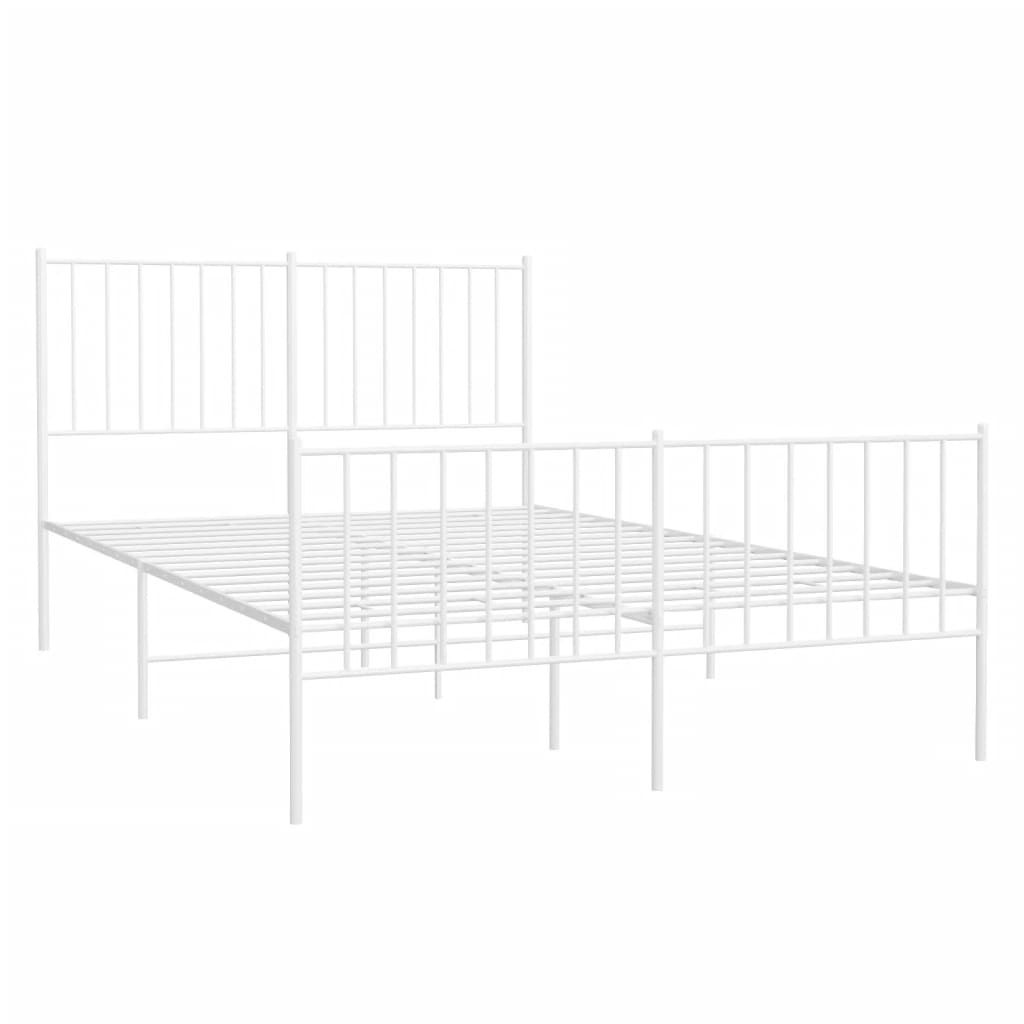 Sengeramme i metall med hode- og fotgavl hvit 120x190 cm