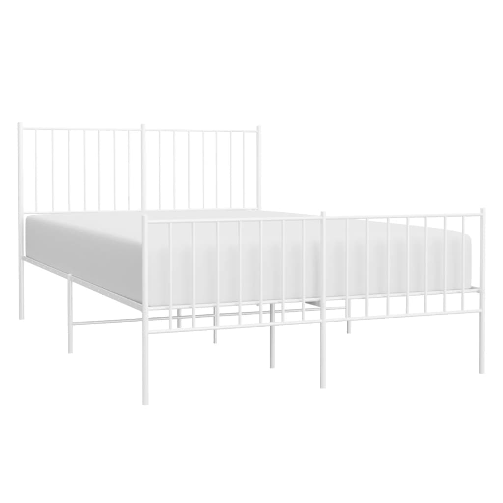 Sengeramme i metall med hode- og fotgavl hvit 120x200 cm