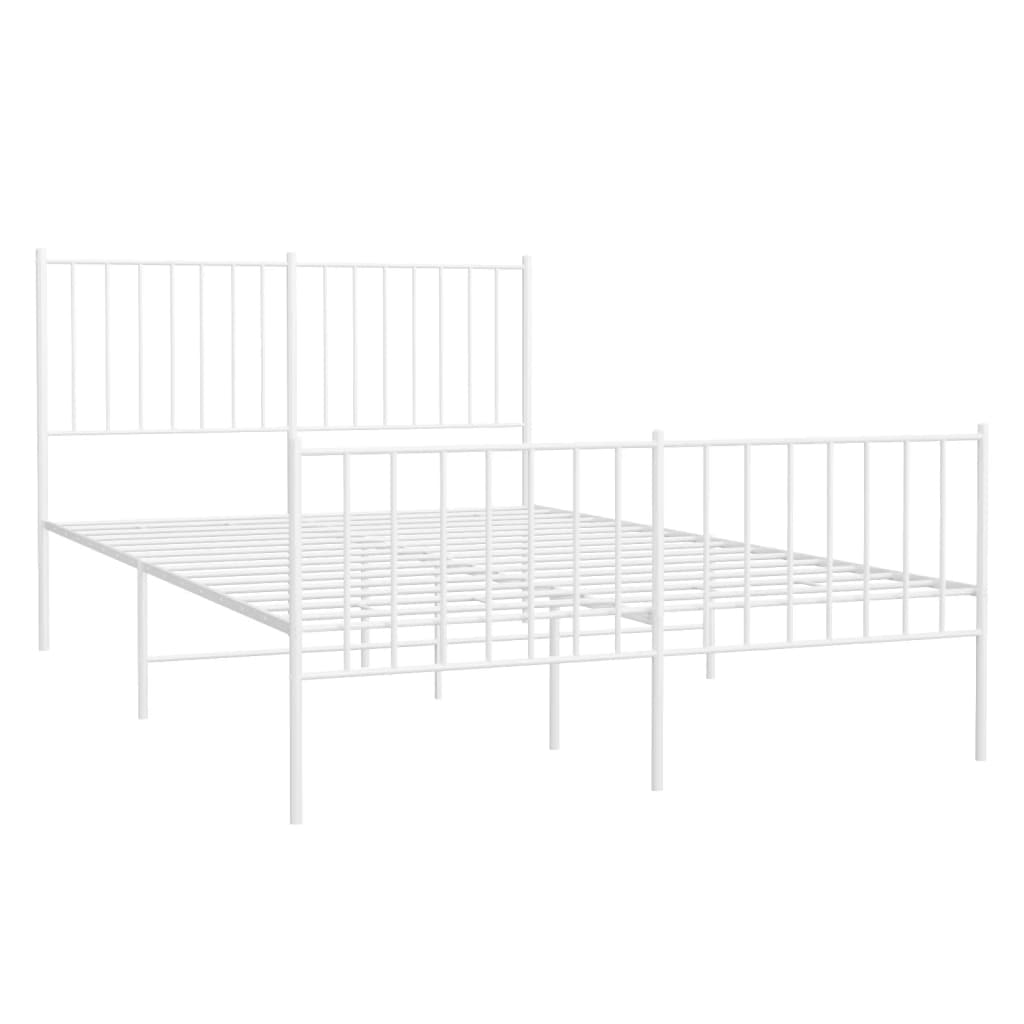 Sengeramme i metall med hode- og fotgavl hvit 120x200 cm