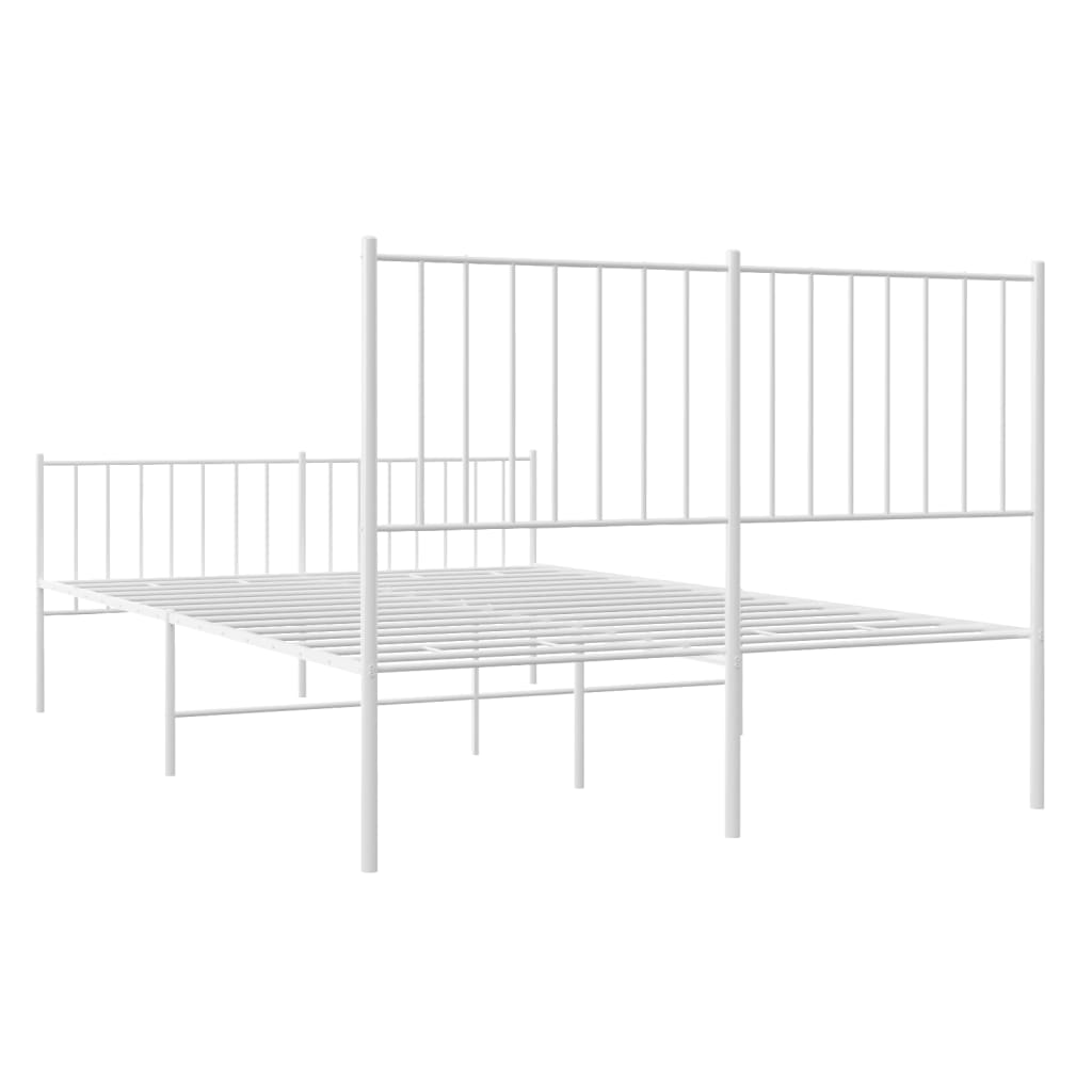 Sengeramme i metall med hode- og fotgavl hvit 120x200 cm