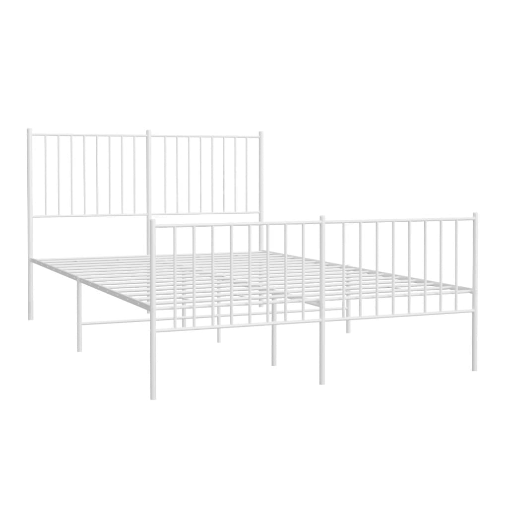 Sengeramme i metall med hode- og fotgavl hvit 140x190 cm