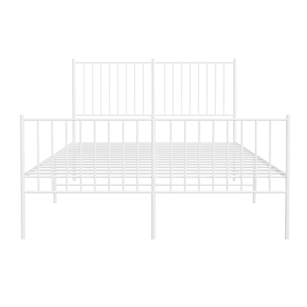 Sengeramme i metall med hode- og fotgavl hvit 140x190 cm