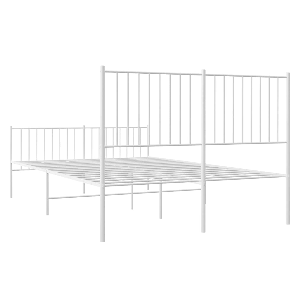 Sengeramme i metall med hode- og fotgavl hvit 140x190 cm