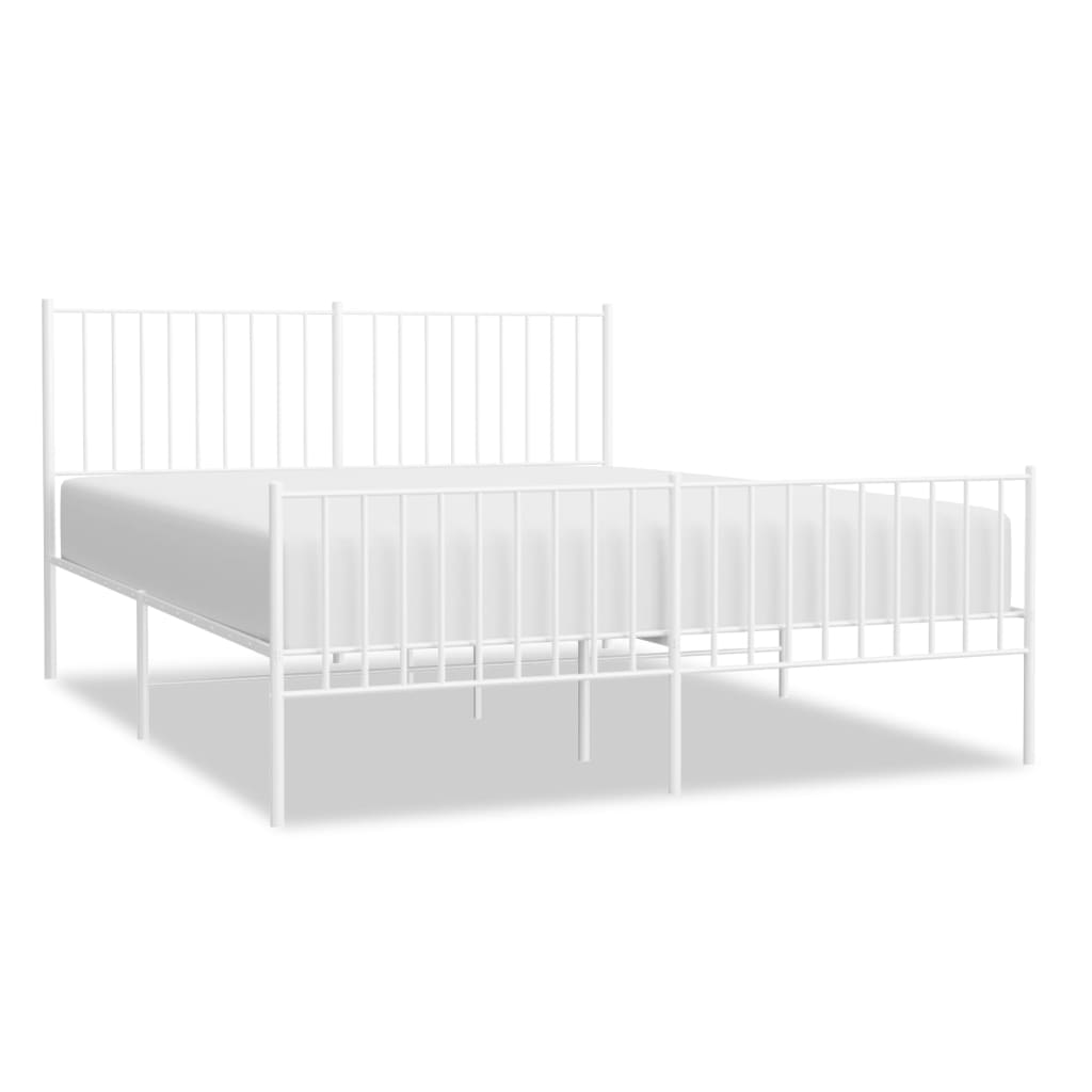 Sengeramme i metall med hode- og fotgavl hvit 150x200 cm
