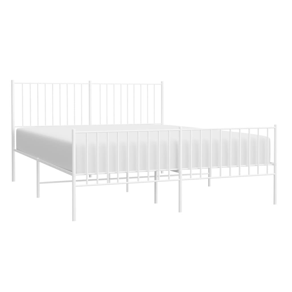 Sengeramme i metall med hode- og fotgavl hvit 150x200 cm