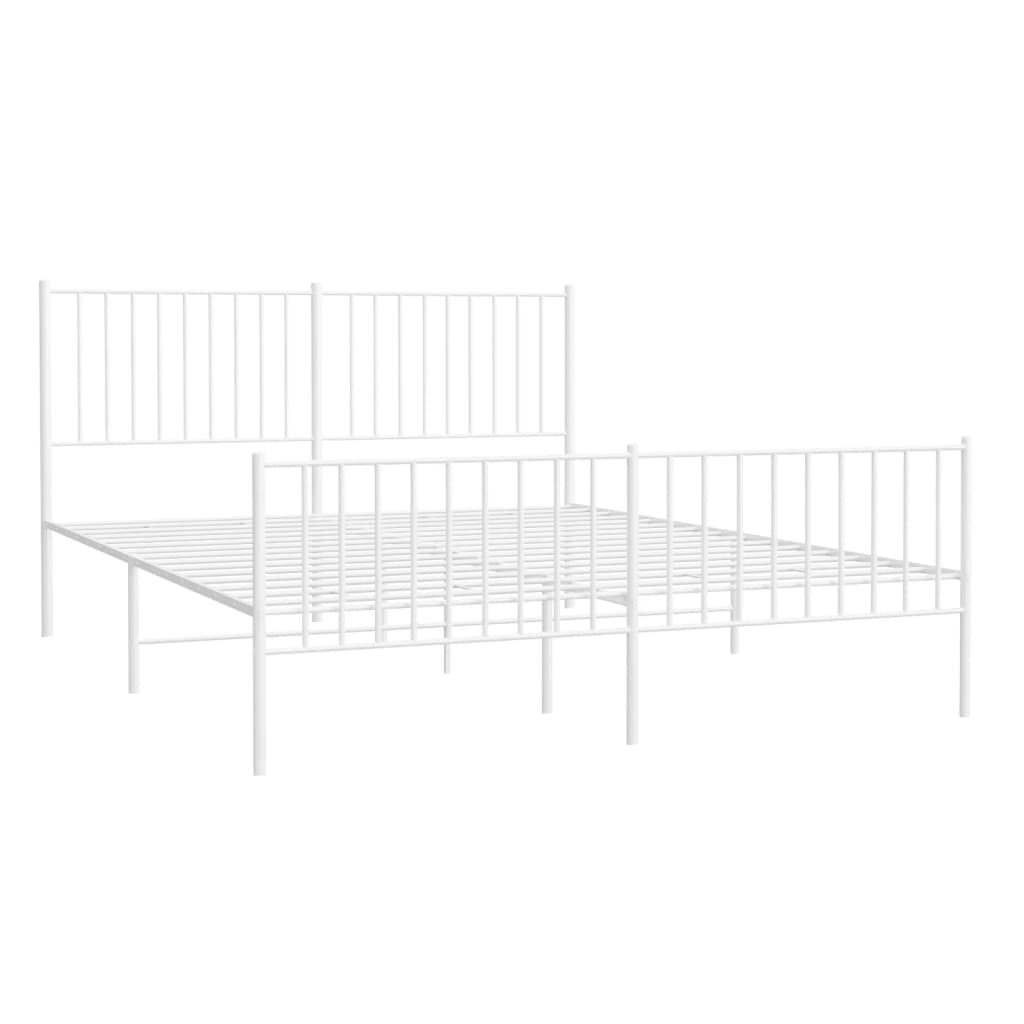 Sengeramme i metall med hode- og fotgavl hvit 150x200 cm