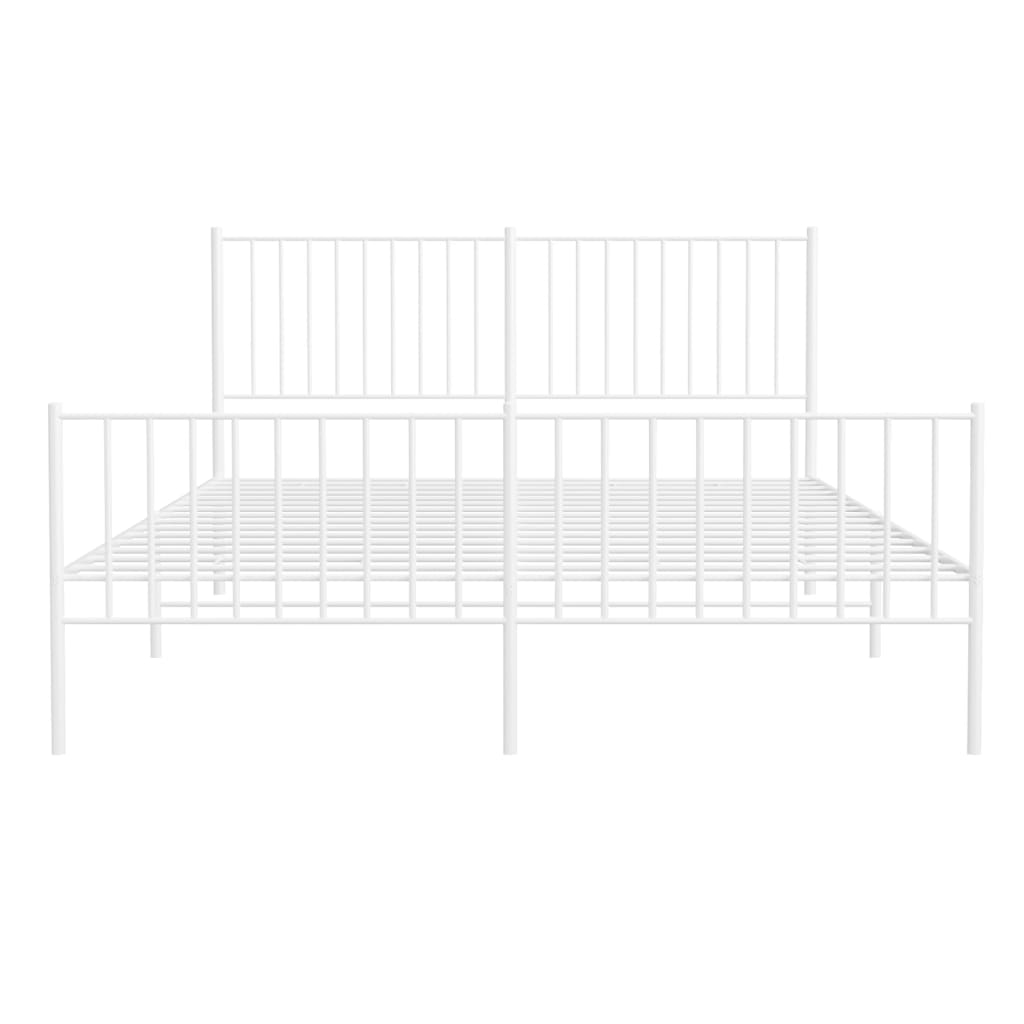 Sengeramme i metall med hode- og fotgavl hvit 150x200 cm
