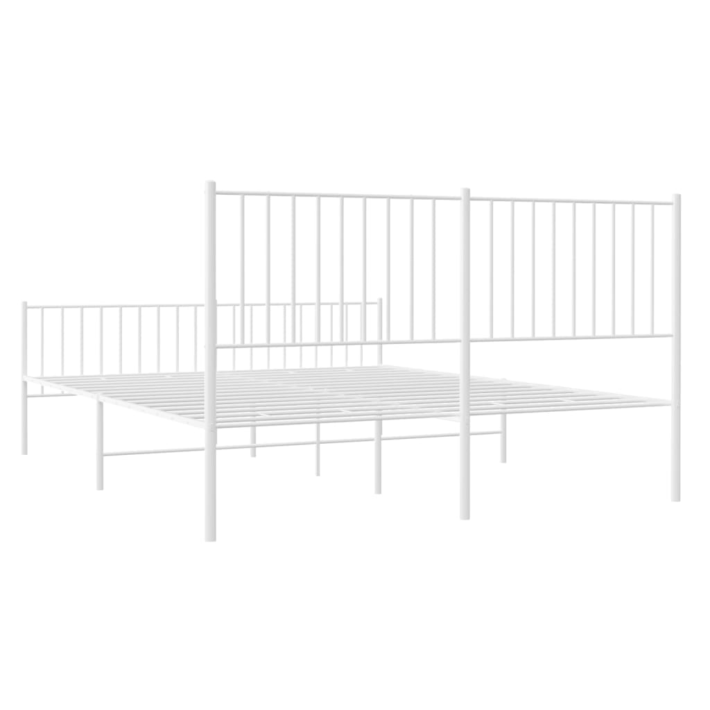 Sengeramme i metall med hode- og fotgavl hvit 150x200 cm