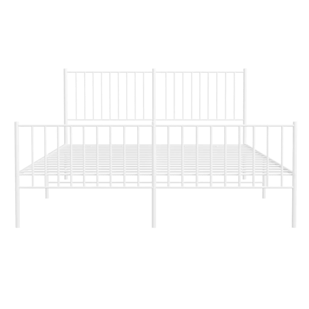 Sengeramme i metall med hode- og fotgavl hvit 160x200 cm