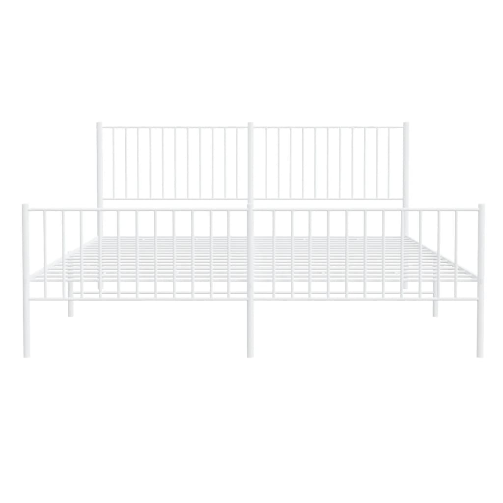 Sengeramme i metall med hode- og fotgavl hvit 183x213 cm