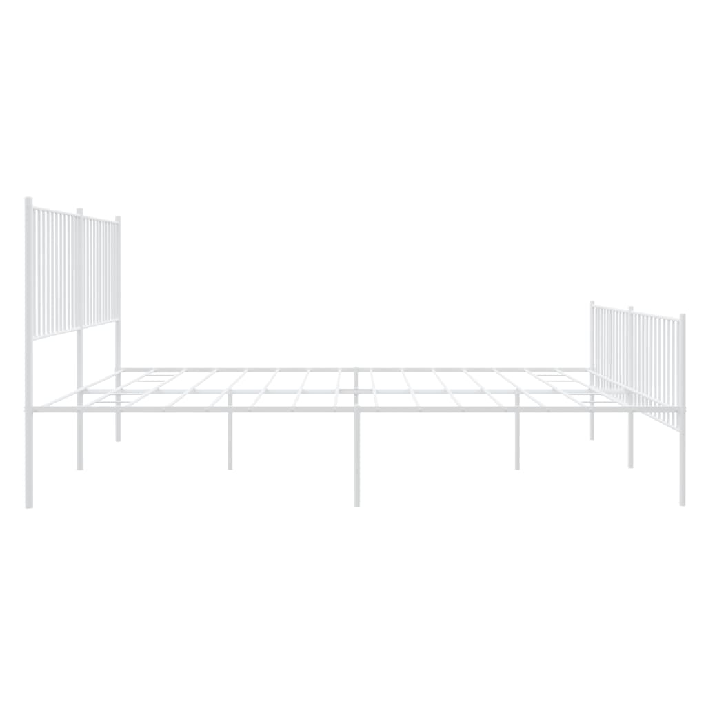 Sengeramme i metall med hode- og fotgavl hvit 183x213 cm