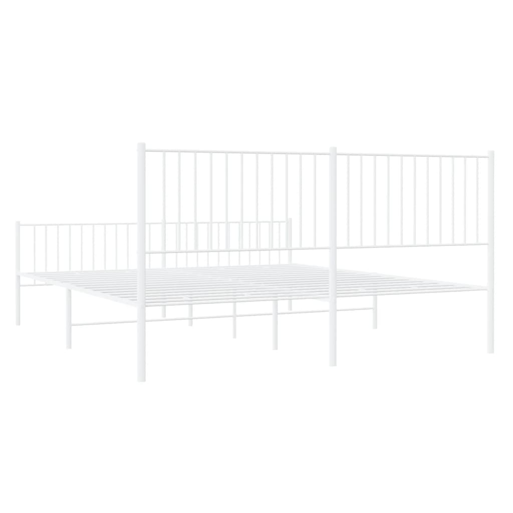 Sengeramme i metall med hode- og fotgavl hvit 183x213 cm