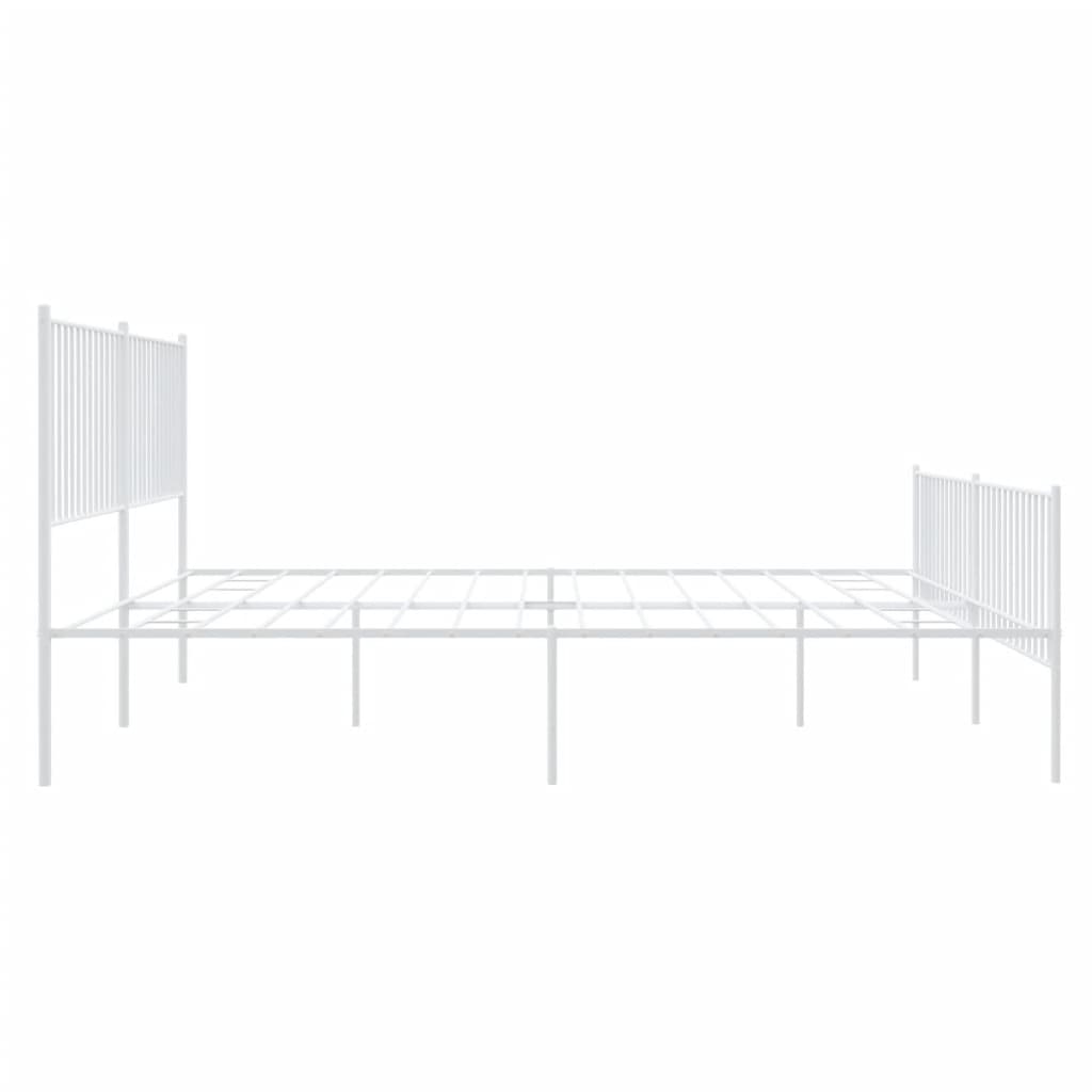 Sengeramme i metall med hode- og fotgavl hvit 200x200 cm