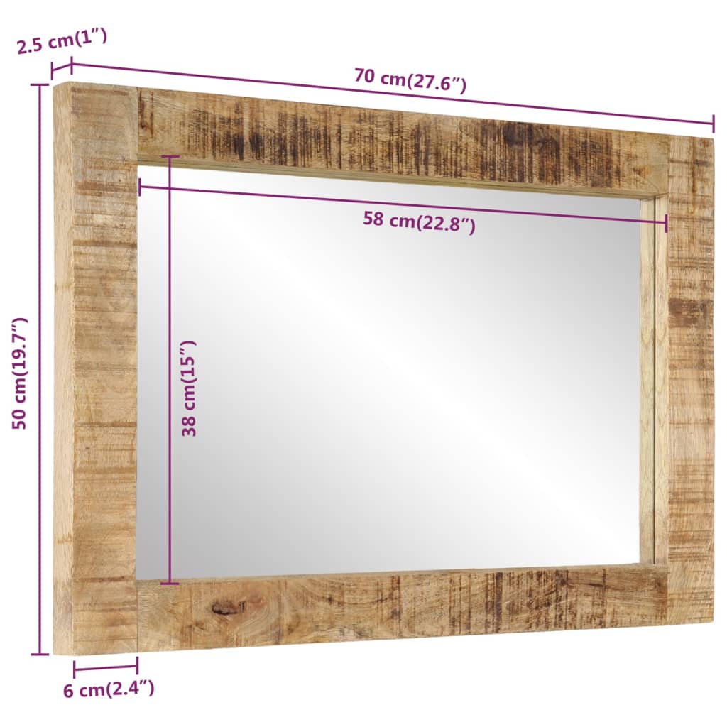 Speil 70x50 cm heltre mango og glass