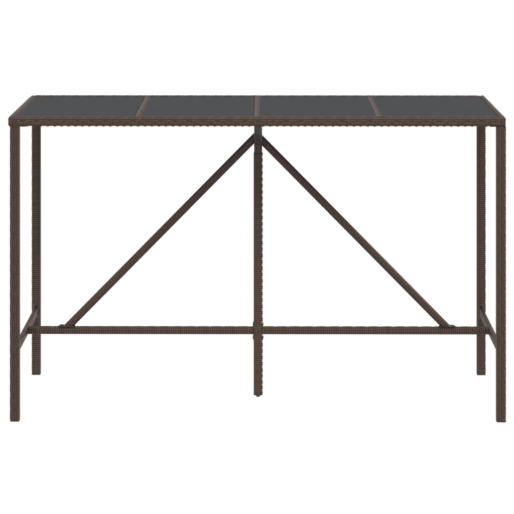 Barbord med glassplate brun 180x70x110 cm polyrotting
