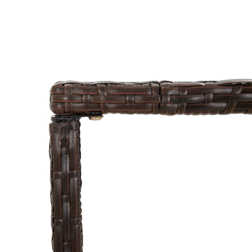 Barbord med glassplate brun 180x70x110 cm polyrotting