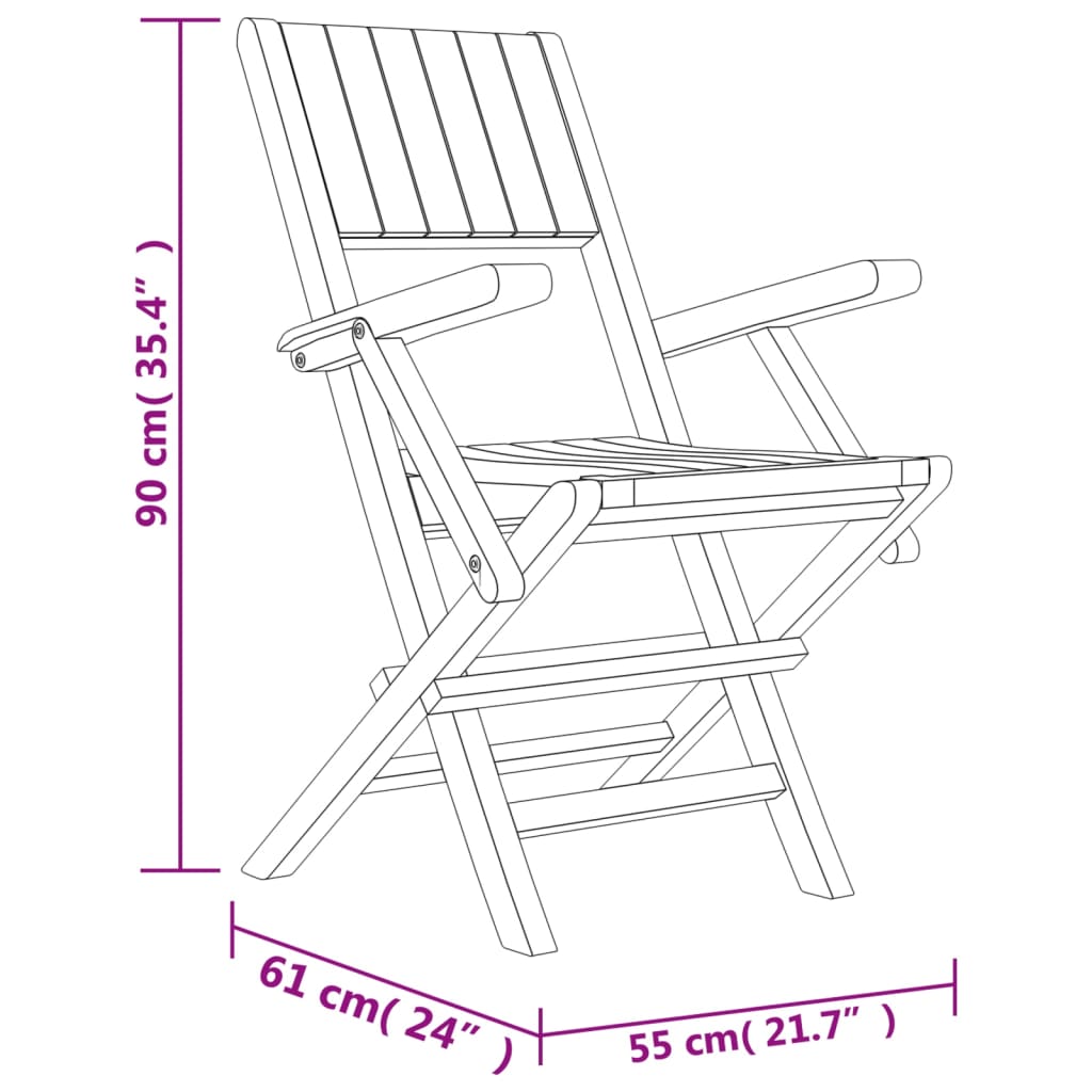 Klappstoler 2 stk 55x61x90 cm heltre teak