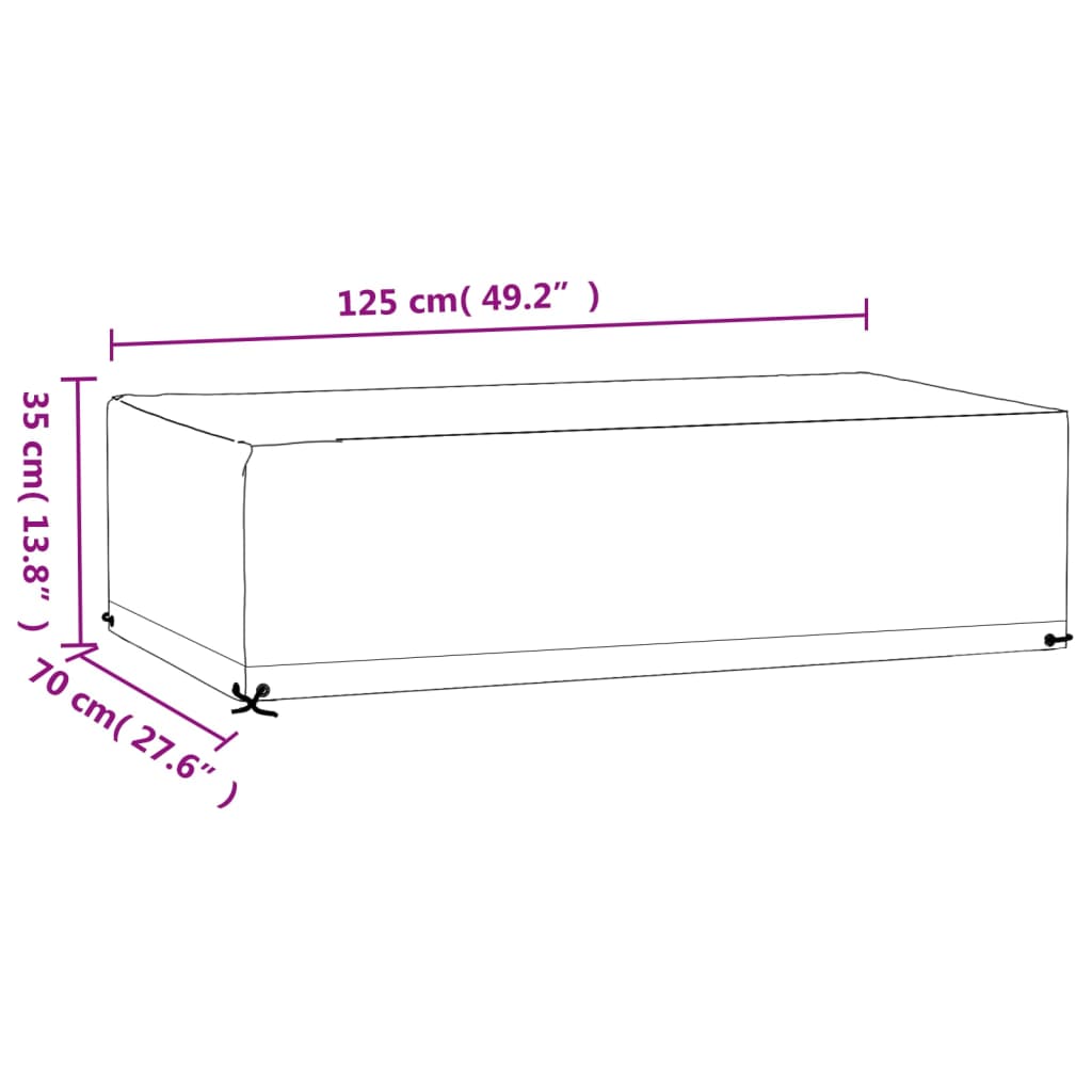 Hagemøbeltrekk 8 maljer 125x70x35 cm rektangulær