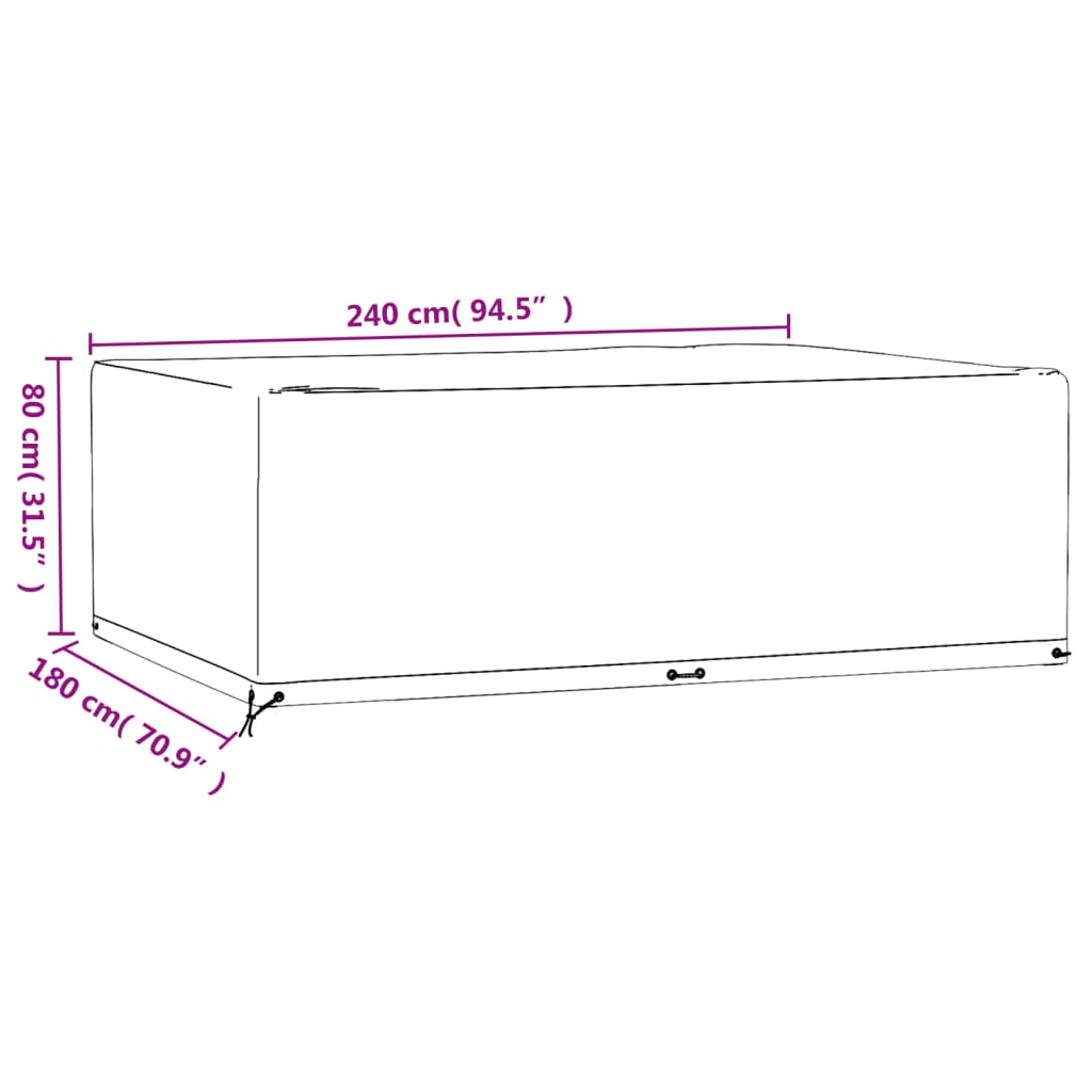 Hagemøbeltrekk 12 maljer 240x180x80 cm rektangulær