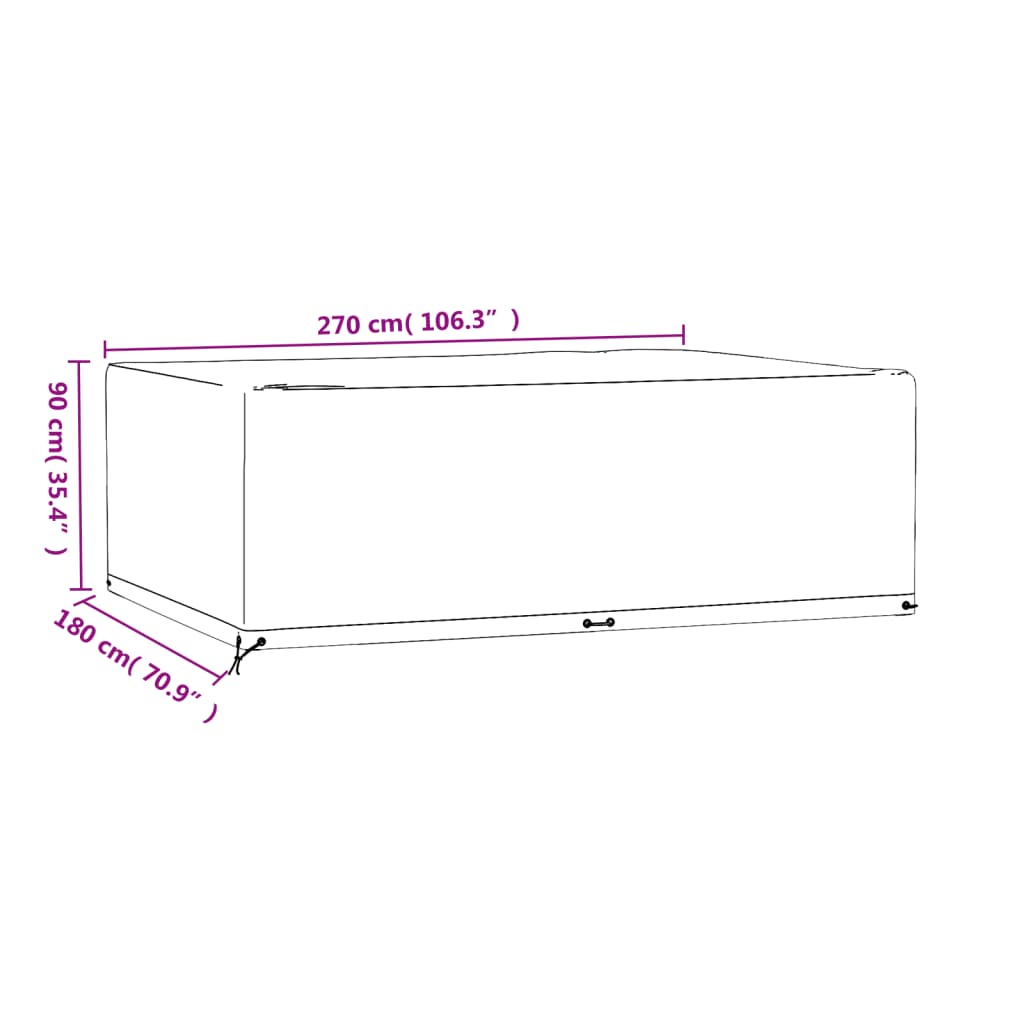 Hagemøbeltrekk 12 maljer 270x180x90 cm rektangulær