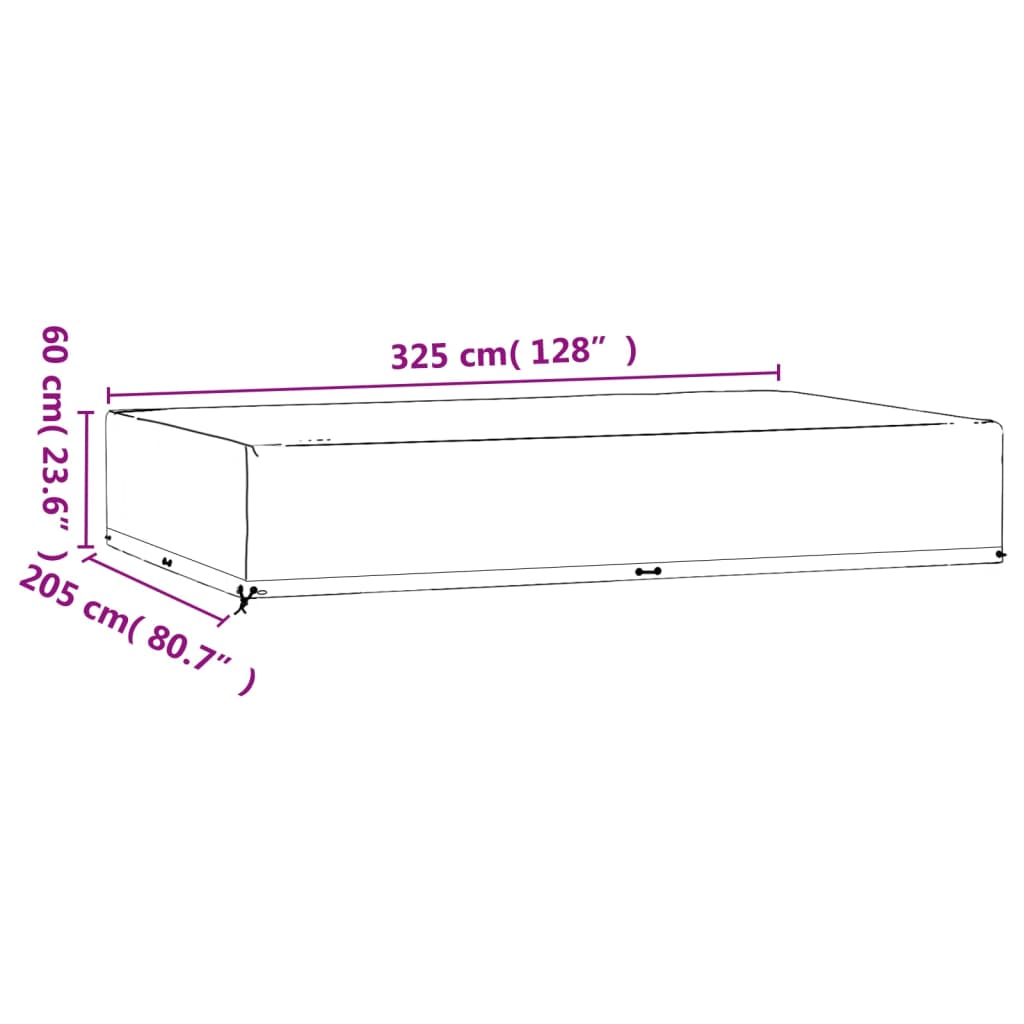 Hagemøbeltrekk 16 maljer 325x205x60 cm rektangulær