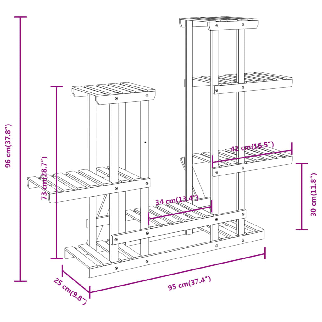 Blomsterstativ 110x25x96 cm heltre gran