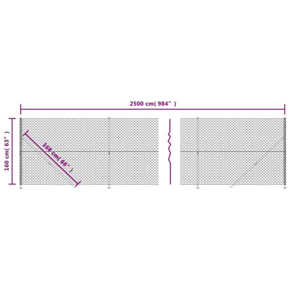Kjettinggjerde med flens grønn 1,6x25 m